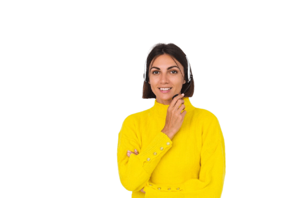 Smiling SureBright support agent wearing a headset